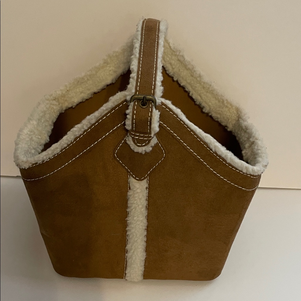Brown Shearling Gift Bag 12X11X8